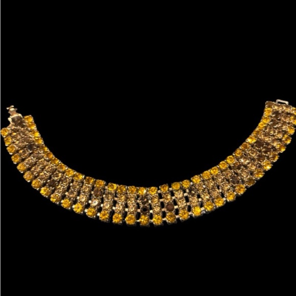 Rare - Beautiful Vintage Amber & Topaz Rhinestone Bracelet - Picture 6 of 9